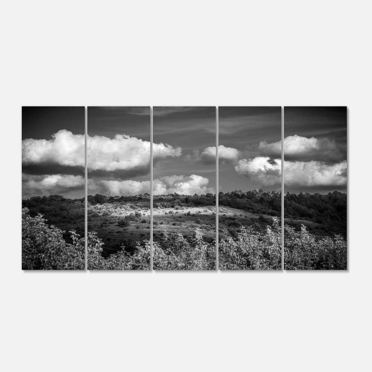 Designart - Green Hills under Cloudy Sky - Extra Large Wall Art Landscape